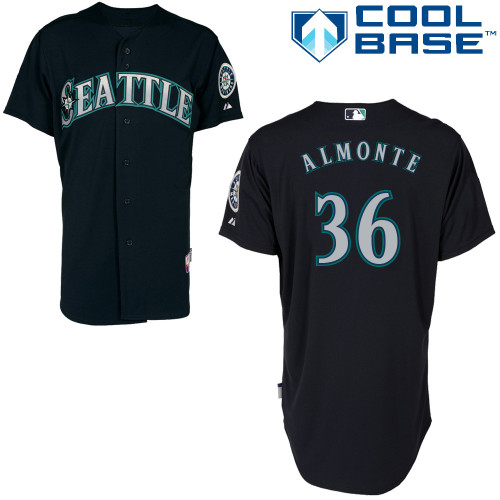 Abraham Almonte #36 MLB Jersey-Seattle Mariners Men's Authentic Alternate Road Cool Base Baseball Jersey